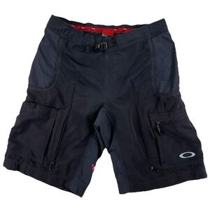 Vintage Oakley Mountain Bike Shorts Men's Medium Black Padded Zipper Pockets
